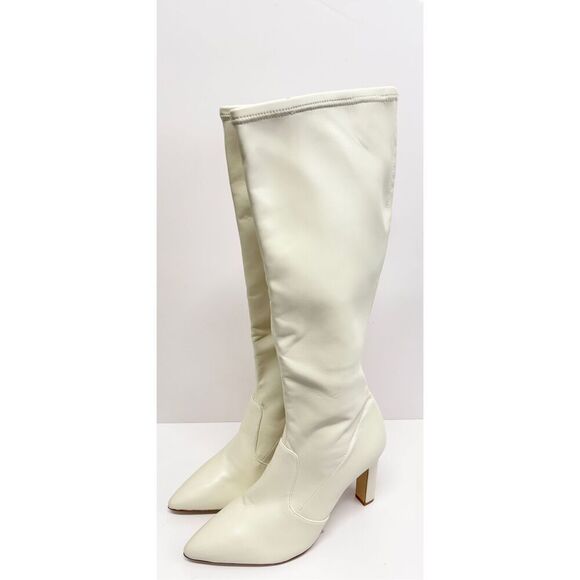 Larroude Christy Tall Boot Size 9 In Iced‎ Vegan Stretch Leather High Heel - Picture 1 of 12